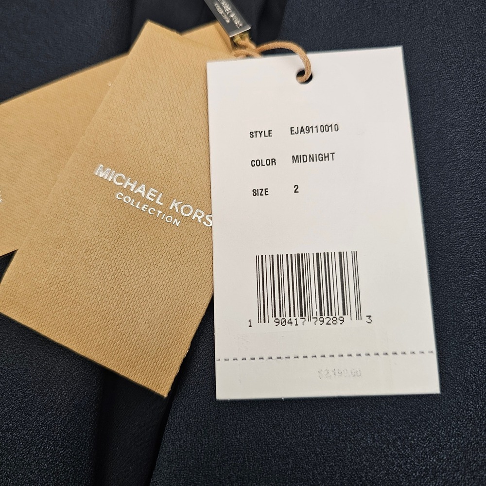 Michael Kors Blazer Womens Crepe Sable Cropped Boyfriend Midnight Gold Buttons 2 - Picture 10 of 10